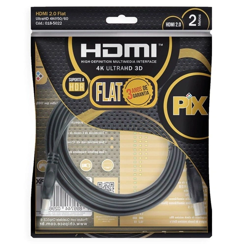 Cabo HDMI PIX 2m 2.0 4K 19 Pinos Polybag 018-5022