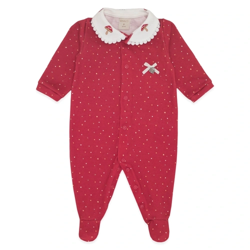 Macacão Manga Longa Vermelho com Gola Bipartida Suedine Feminino – Cogumelos