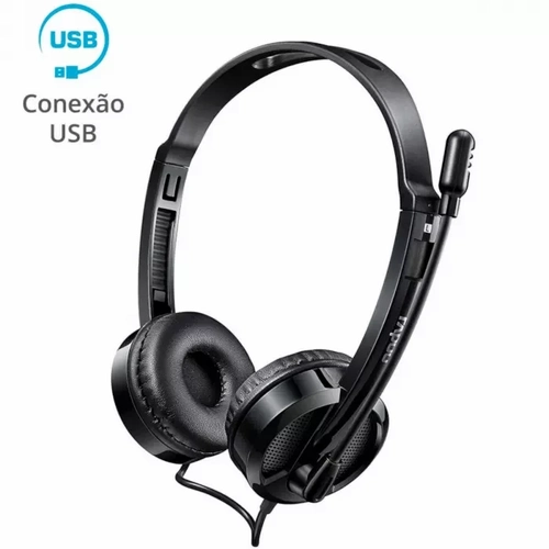 Fone Headset Rapoo Com Microfone Sem Ruído Usb Pc  Notebook Preto - Ra020