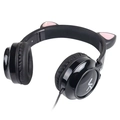 Fone de Ouvido Headset Kitty Ear - Orelha de Gato Preto Com Microfone Cabo 1.2m Plug P2 Estereo P3 - Ke100p