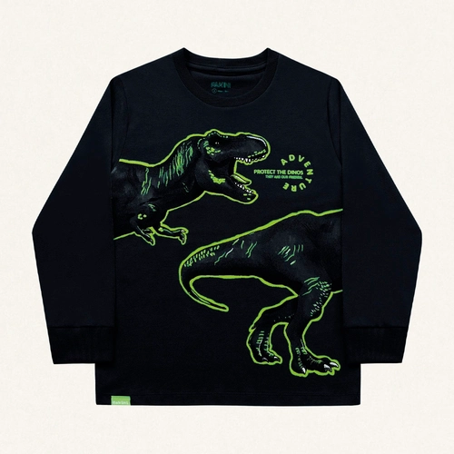 Camiseta Manga Longa Protect the Dinos Fakini - Masculina