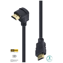 Cabo Hdmi 2.0 Macho 4k 1 Conector 90º  - 3 Metros - H2090-3
