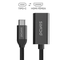 Cabo Usb Tipo-c para Hdmi Fêmea 2.1 8k/60hz - Preto - 15cm - Nylon - Pucm-15p