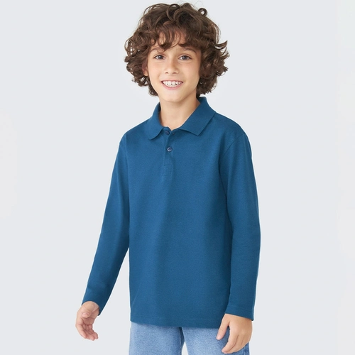 Camisa Polo Manga Longa azul Hering - Masculina