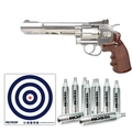 (Kit) Revólver de Pressão de CO2 W702S 4,5 mm + 60un de Alvos 14cmcX14cm + 10 Cilindros de Co2 (Rossi)