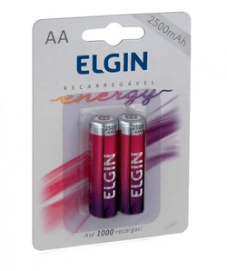 PILHA AA RECARREGAVEL ELGIN 2500MAH CARTELA C/ 2UN
