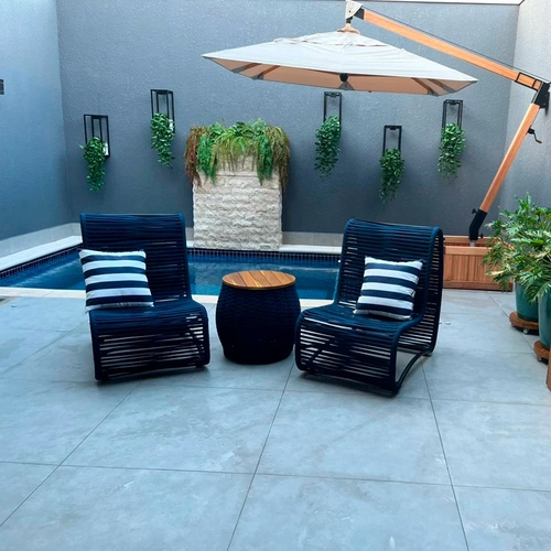 Poltrona em Alumínio e Corda Náutica Berlim com Mesa lateral Santiago