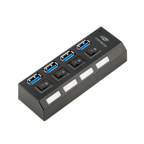 Hub USB C3TECH 4 portas 3.0 com chave HU-S300BK