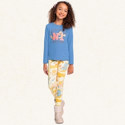 Conjunto Camiseta Manga Longa e Legging N1 Azul Fakini - Feminino