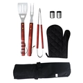Kit Churrasco Completo 7 Peças Avental Espátula  Pegador Luva Saleiro Garfo Aço Inox Grillrelax