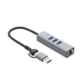 Hub USB-C 3.0, 4 Portas, HU-LAN1000GY C3Tech
