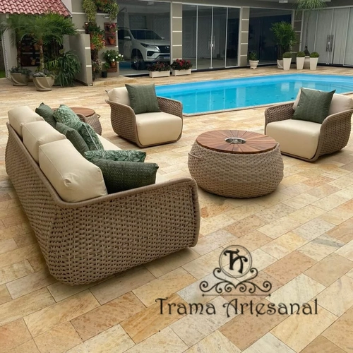 Jogo de Sofá Londres Completo Corda Náutica ( brinde kit capa para os moveis )