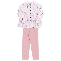 Conjunto Casaco Botão e Legging Rosa Randa Mundu - Feminino