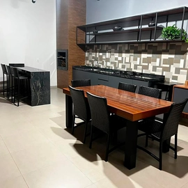 Jogo de  Jantar 6 Lugares 180X90 CM com Banquetas em Alumínio Dourados (Kit 10 peças)