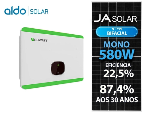 Gerador De Energia Solar Growatt Sem Estrutura Growatt Gf 20,88kwp Ja Deep Blue 580w Bifacial N-type Mid 15kw 4mppt Trif 220v