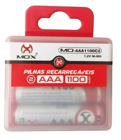 Pilha Recarregável AAA Mox 1000mah (palito ) com 2 unidades.