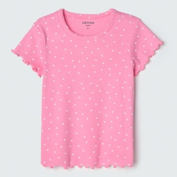 Blusa Manga Curta em Ribana com Frufru Bolinhas Hering - Feminino