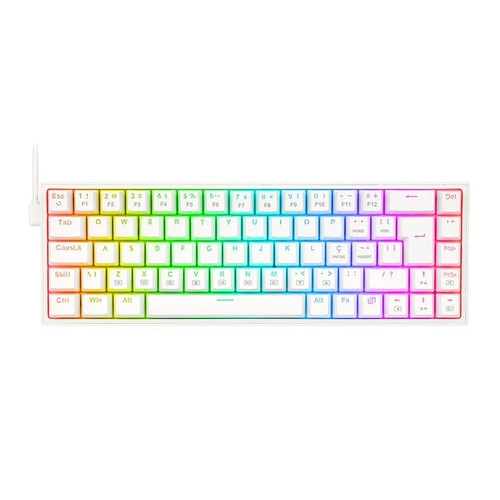 Teclado Gamer Redragon Castor Branco Switch Blue - K631W-RGB-PT-BLUE