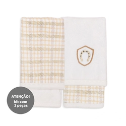 Kit 2 Toalhas de Boca Suedine e Atoalhado Unissex - Cavalinhos