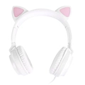 Fone de Ouvido Headset Kitty Ear - Orelha de Gato Branco Com Microfone Cabo 1.2m Plug P2 Estereo P3 - Ke110b