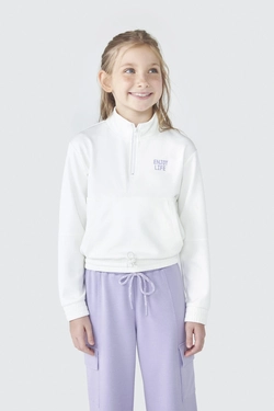 Blusão Gola Alta com Zíper Enjoy Life Off White Hering - Feminina