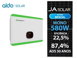 Gerador De Energia Solar Growatt Sem Estrutura Growatt Gf 47,56kwp Ja Deep Blue 580w Bifacial N-type Mid 36kw 4mppt Trif 380v