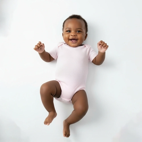 Body Manga Curta Para Bebê Taita Unissex - Rosa Claro