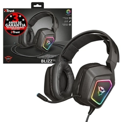 Headset Gamer Trust GXT 450 Blizz T23191 7.1 USB RGB Preto 2m de Cabo