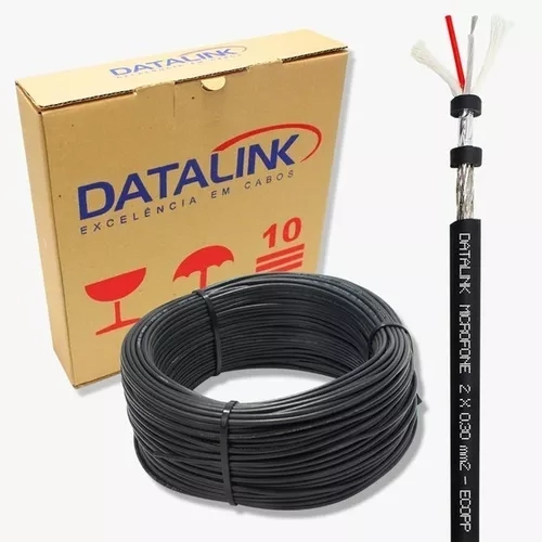 Cabo Microfone/dmx 2x0,30mm Balanceado 100 metros datalink