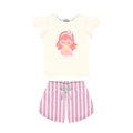 Conjunto Camiseta Manga Curta e Shorts Malwee Have a Sweet Day Feminino - Bege