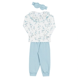 Conjunto Blusa Canelada e Legging Bebê Azul Randa Mundu - Feminino