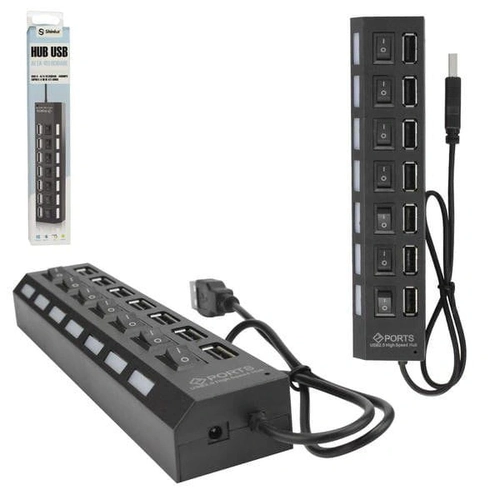 Hub USB Shinka 7 Portas 2.0 Preto - HUB0011SK