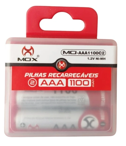 Pilha Recarregável AAA Mox 1000mah (palito ) com 2 unidades.