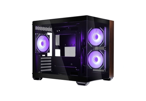 Gabinete Cooler Master Elite 481 Wood Micro-atx Vidro Panoramico 3 Fans Argb Preto    E481-khnn-s00