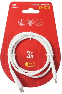 Cabo Usb-c Tipo-c Para Usb-c Tipo-c C3tech 1M Branco - Cb-p300wh
