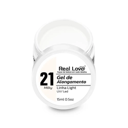 Gel de Alongamento para Unhas Linha Light 15ml - Real Love N21 Milky