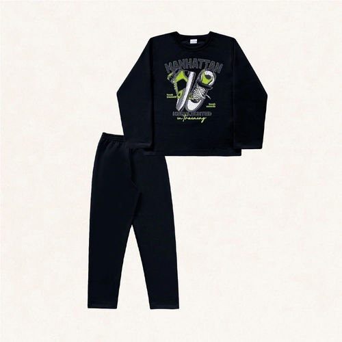 Conjunto Moletom Manhattan Preto Fakini - Masculino