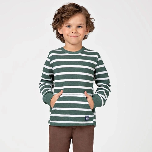 Camiseta Manga Longa Listrada Boldo Canguru Onda Marinha - Masculina