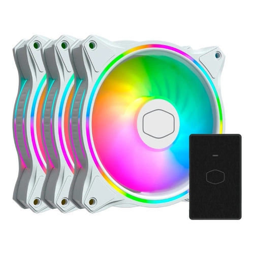 Fan/cooler para Gabinete Masterfan Mf120 Halo - Rgb - 120mm - 3 Unidades - Branco - Mfl-b2dw-183pa-r1