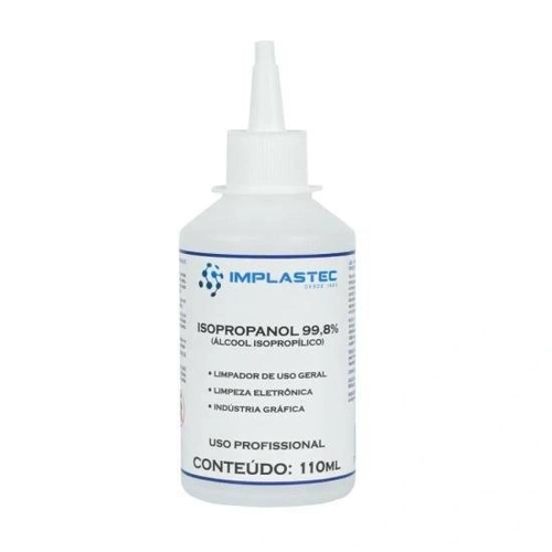 Álcool Isopropilíco 110ml Isopropanol Transparente Implastec - Cx / 30