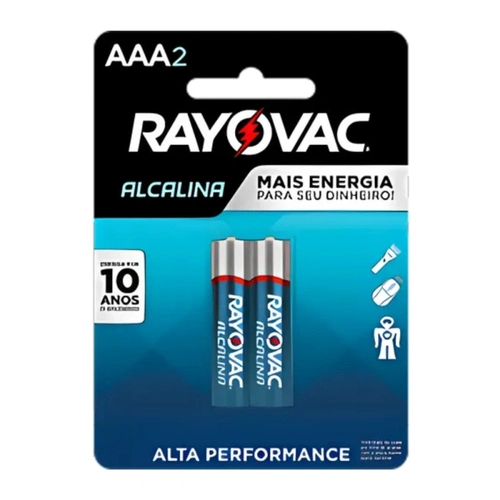 Pilha Rayovac Alcalina Tamanho Aaa Palito Com 2 Unidades