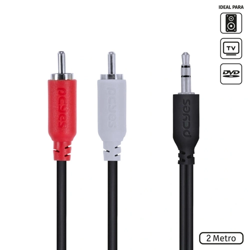 Cabo 2 Rca m para P2 3.5mm m - 2 Mts - P2r35-2