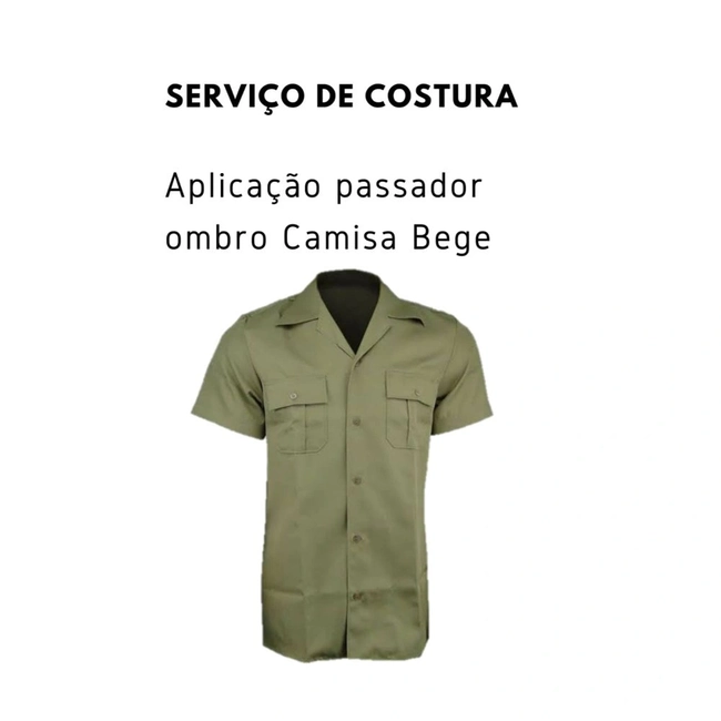 Serviço de Costura Aplicação Passador Ombro Camisa Bege (Par)
