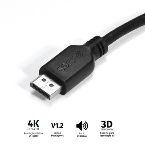 Cabo Displayport Macho para Displayport Macho 2 Metros V1.2 - Pdpm-2