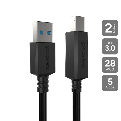 Cabo P/ Impressora Usb a 3.0 m P/ Usb b 3.0 m - 2 Mts - Puabm3-2