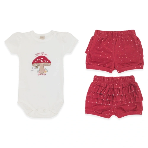 Conjunto Body Manga Curta Bordado e Shorts Babadinho Suedine Feminino – Cogumelos
