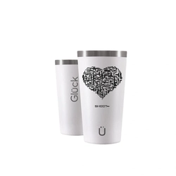 Copo Sleeck 473ml Coração Armas Relevo - Branco (Glück)