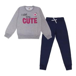 Conjunto Moletom Flanelado I Love Being Cute Taita - Feminino