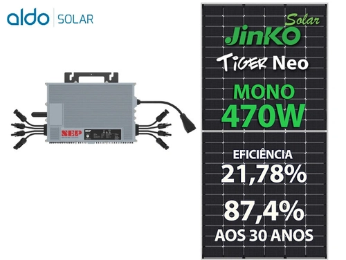 Gerador De Energia Solar Nep Micro Inversor Sem Estrutura Nep Microinversor Gf 1,88kwp Jinko Tiger Neo Mono 470w Nep 2kw 2mppt Mono 220v