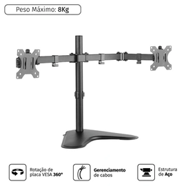 Suporte para 2 Monitores 13 a 32 Vesa 100x100 Plmsm02a